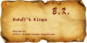 Bohák Kinga névjegykártya